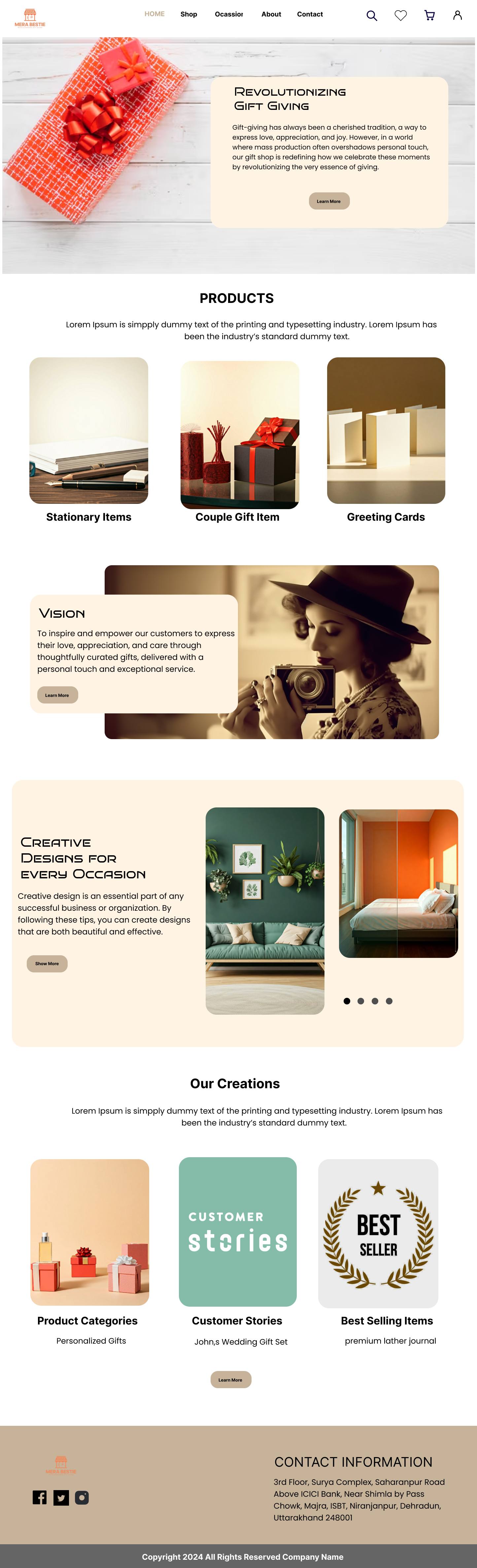 Mera Bestie Gift Shop Design